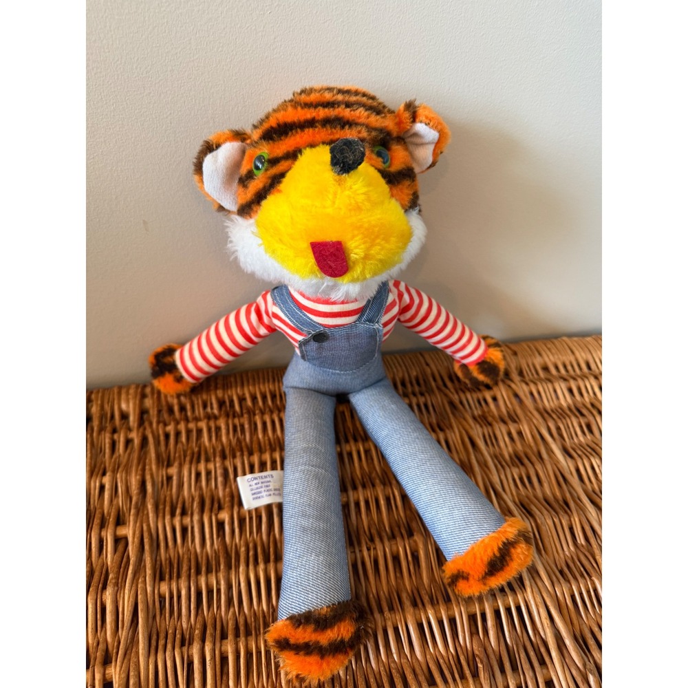 Vintage Fiesta Concessions Tiger Plush in Striped Shirt and Overalls Korea 16in